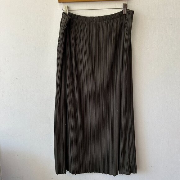 Dana Buchman Pleated Maxi Skirt Womens Large Green NWT Lined Elastic Waist - Picture 6 of 6